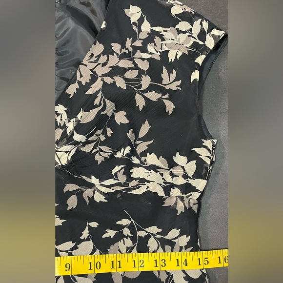 Jones New York Black Floral Baby Doll VTG   Silk Grudge Y2K Sheath Midi Dress 4 - Picture 13 of 15